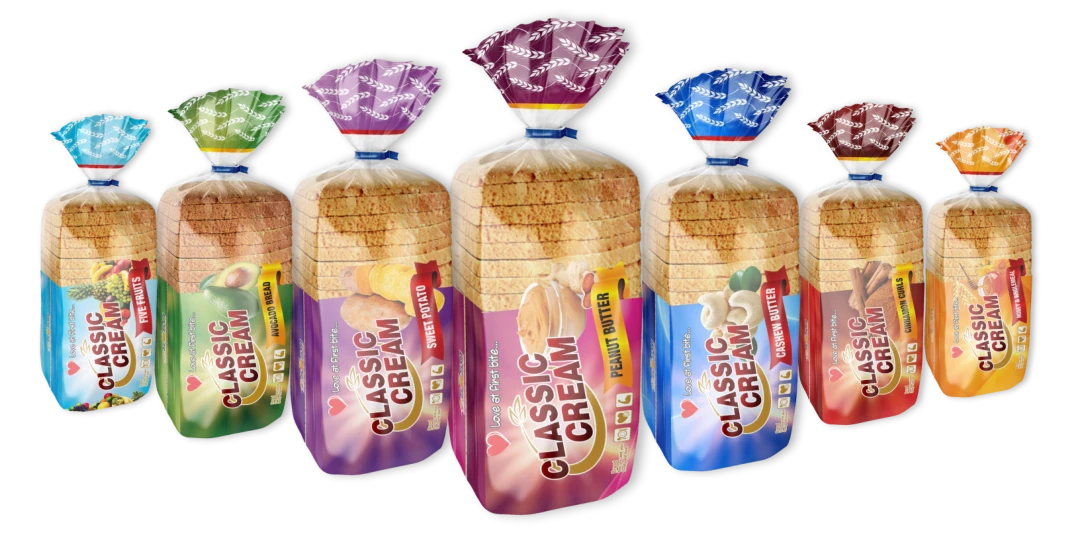 Variety of packaged bread loaves isolated on transparent background for design work.